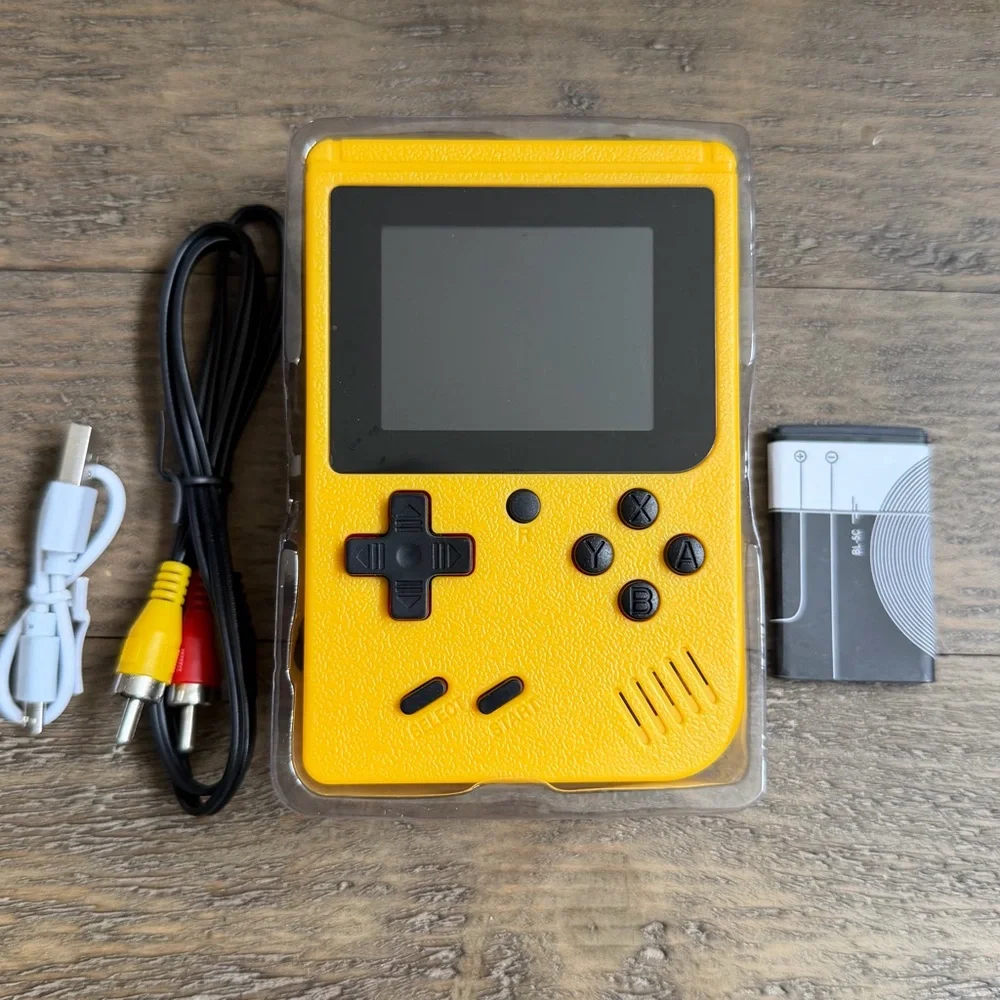 Portable handheld game console with 400+ retro games – yellow